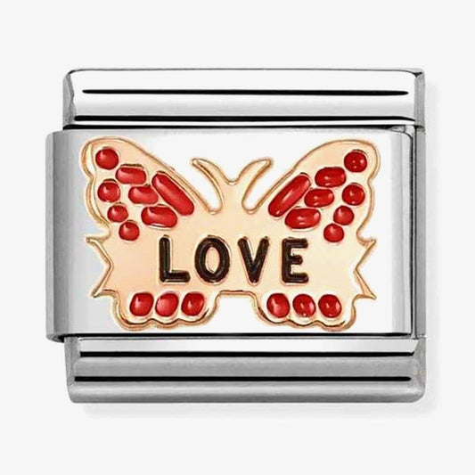 Classic Rose Gold Red Love Butterfly Charm
