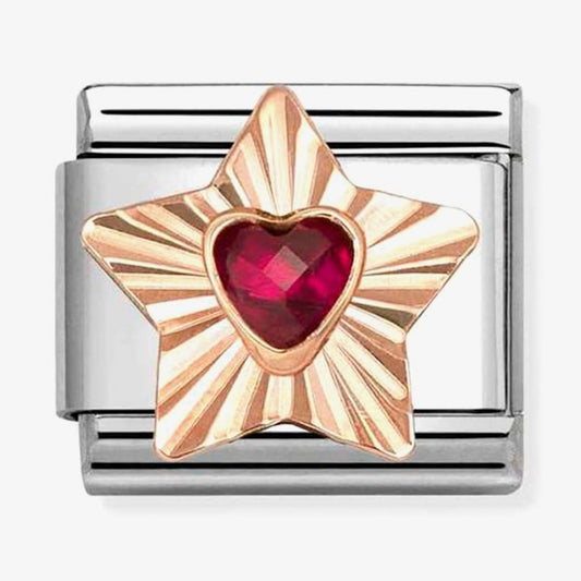 Classic Rose Gold Star Red Cubic Zirconia Charm