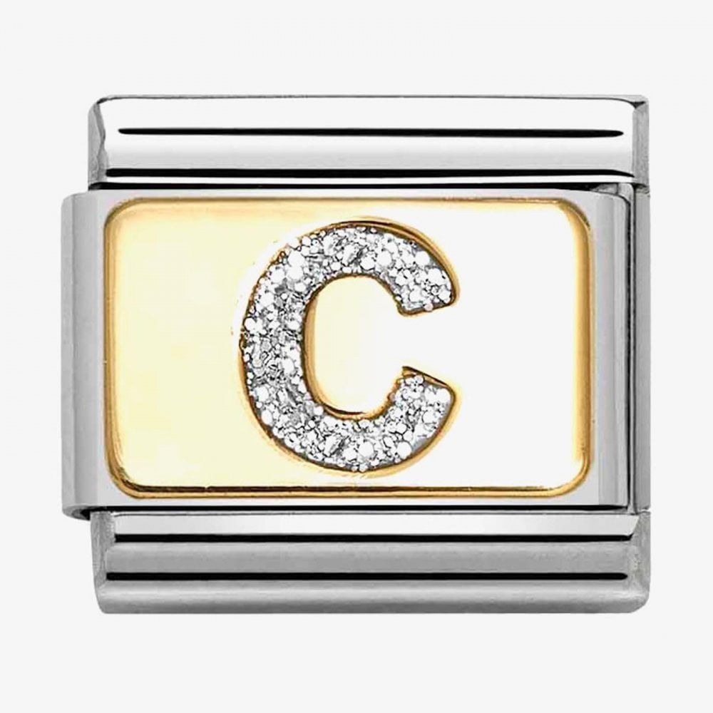 CLASSIC Silver Glitter Letter C Charm