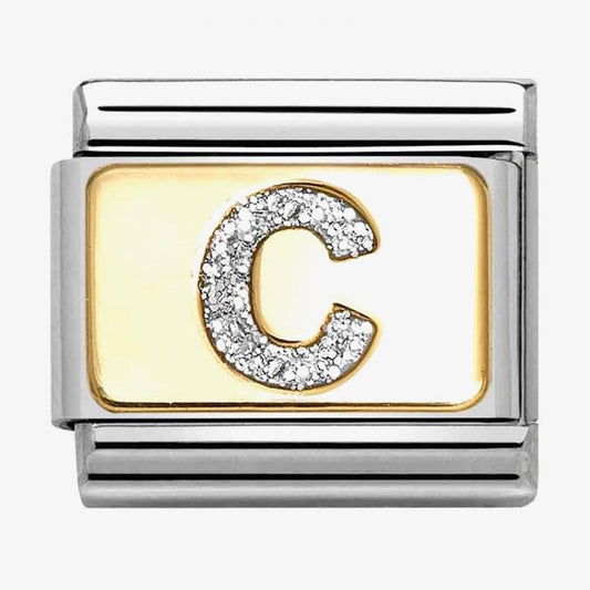 CLASSIC Silver Glitter Letter C Charm