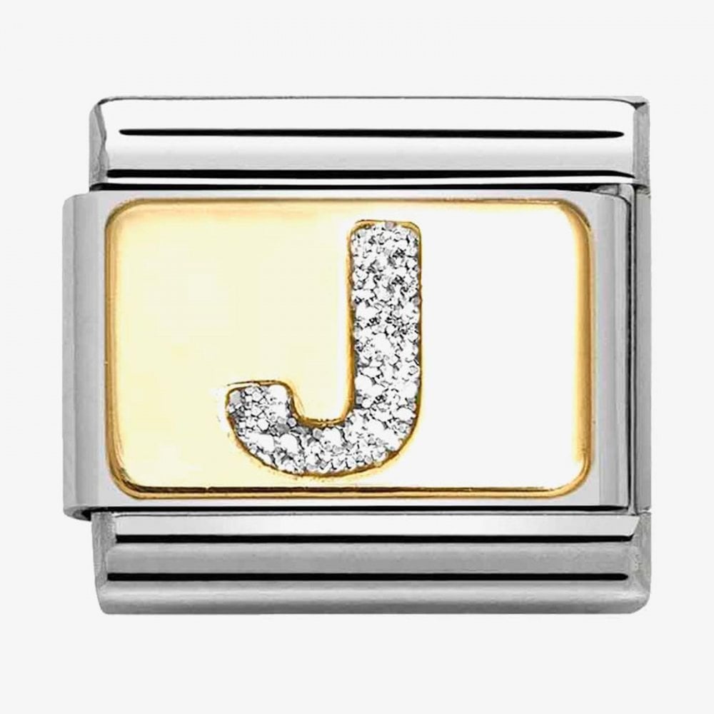 CLASSIC Silver Glitter Letter J Charm