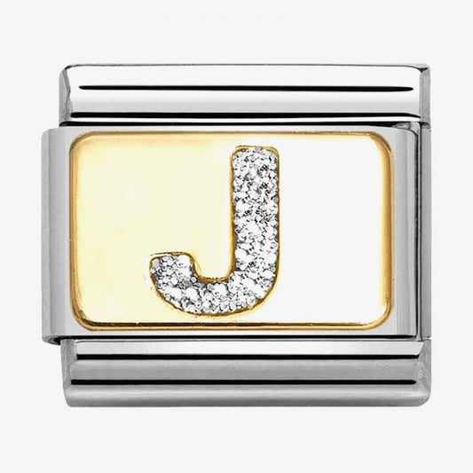 CLASSIC Silver Glitter Letter J Charm