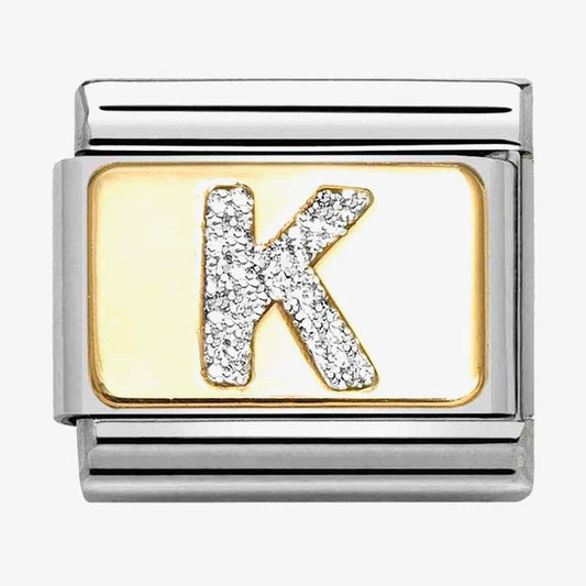CLASSIC Silver Glitter Letter K Charm