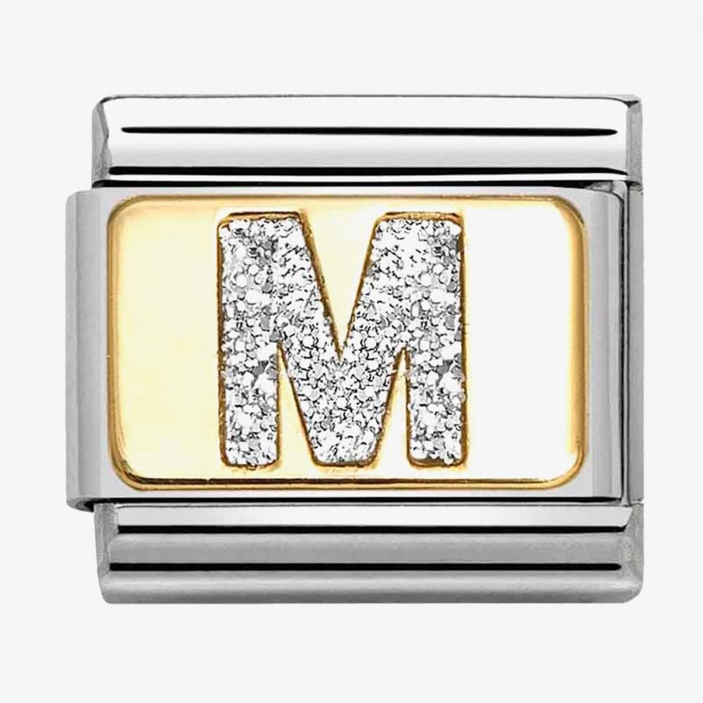 CLASSIC Silver Glitter Letter M Charm