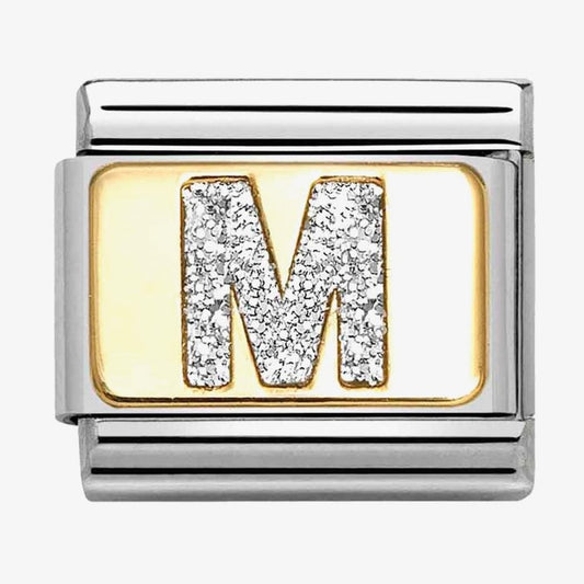 CLASSIC Silver Glitter Letter M Charm