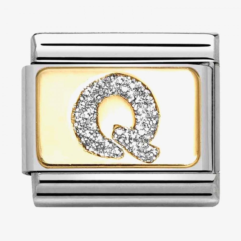 CLASSIC Silver Glitter Letter Q Charm
