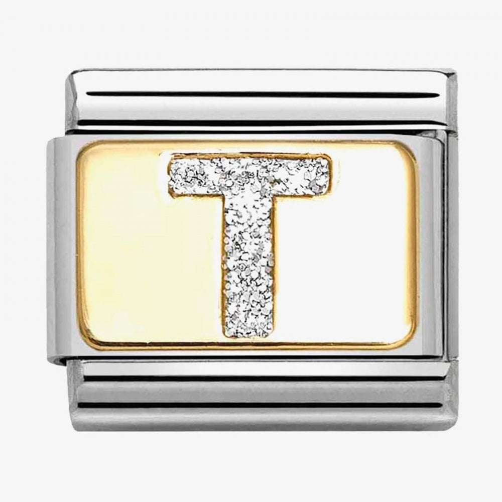 CLASSIC Silver Glitter Letter T Charm