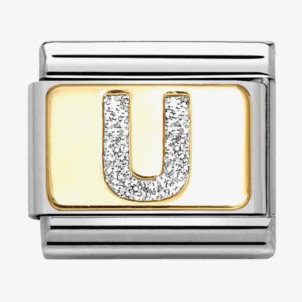 CLASSIC Silver Glitter Letter U Charm