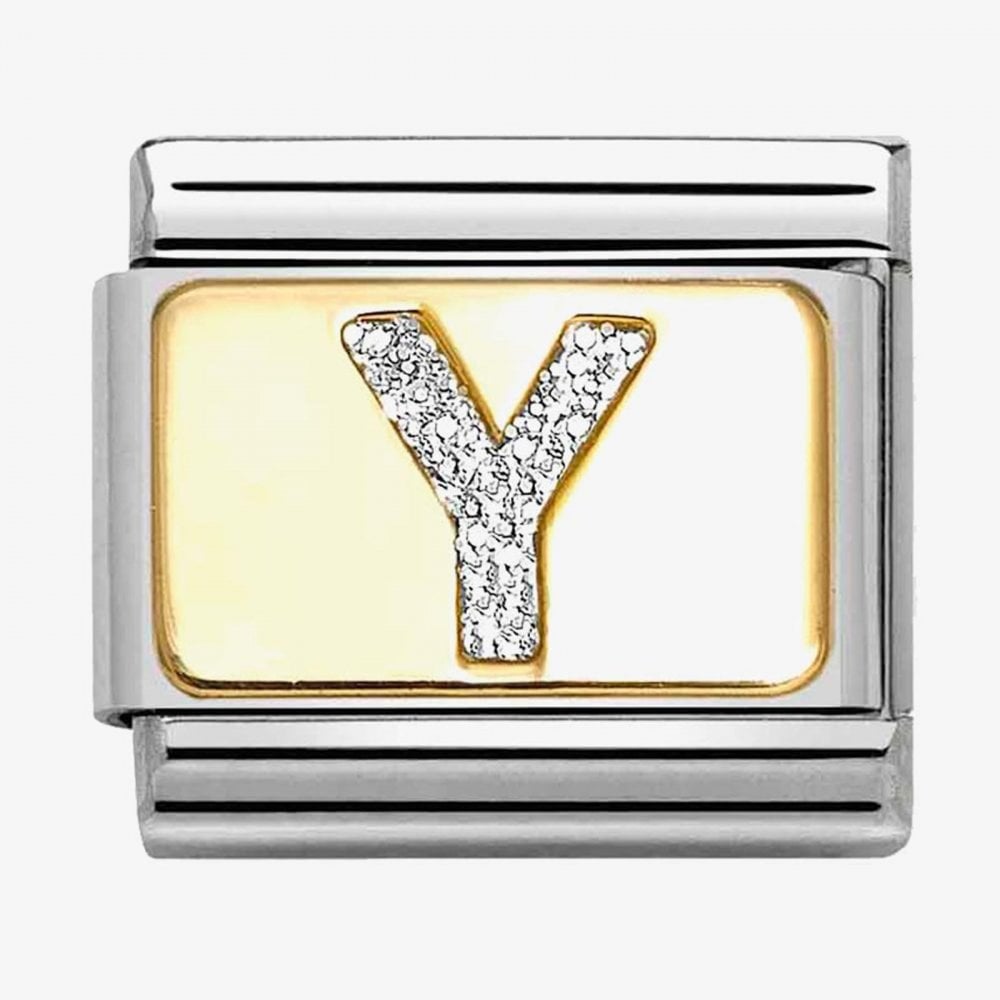 CLASSIC Silver Glitter Letter Y Charm