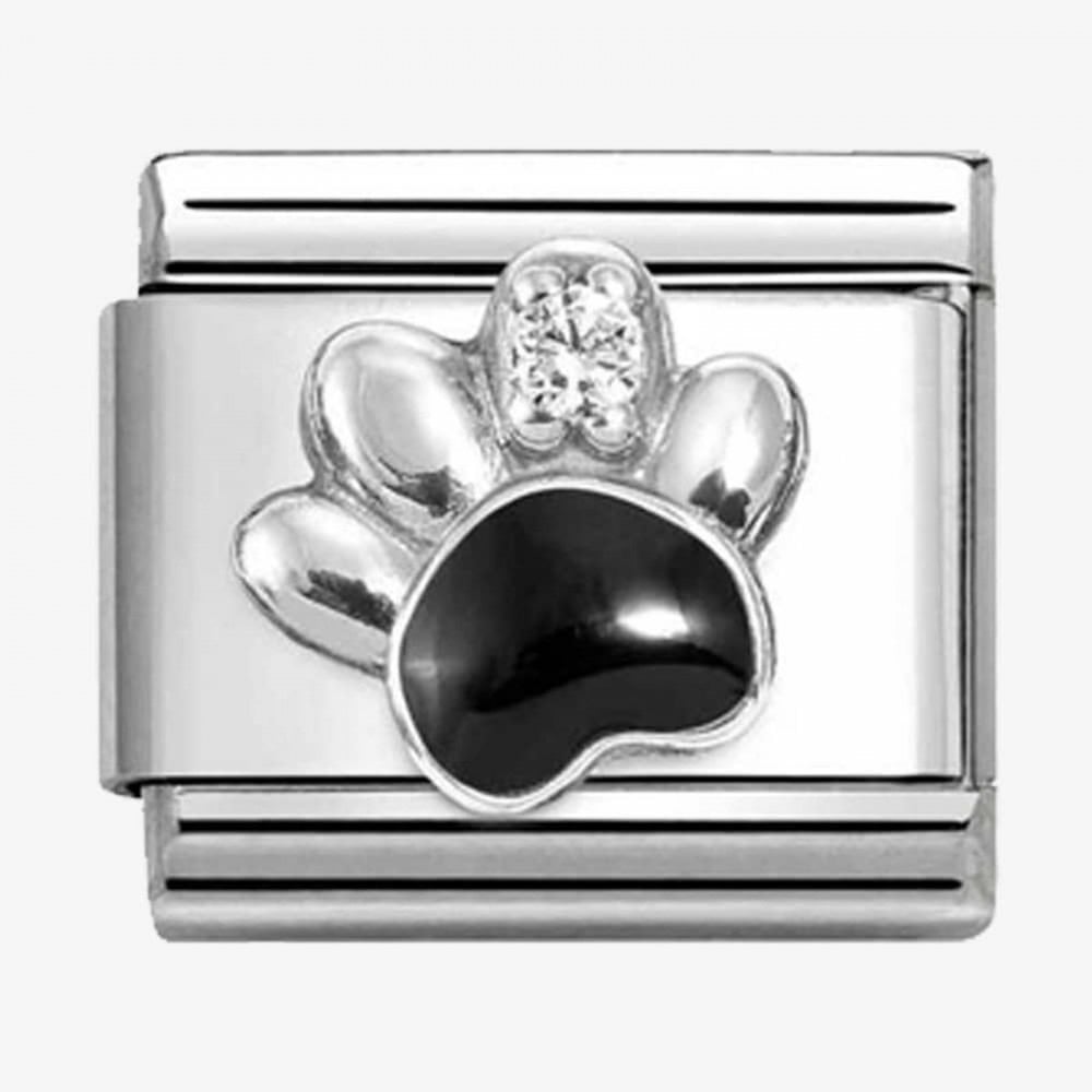 CLASSIC Silvershine Black Paw Print Charm