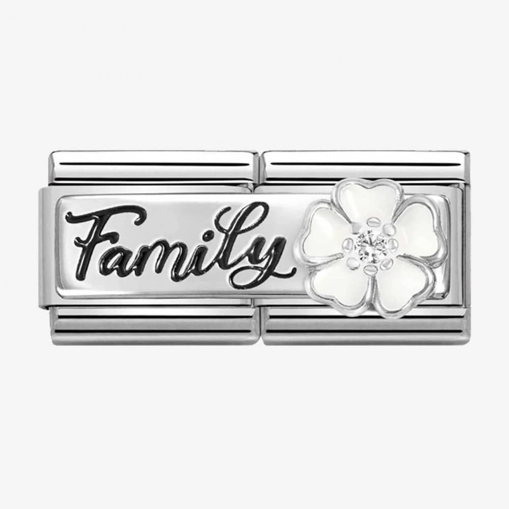 CLASSIC Silvershine Double Link Flower Family Charm