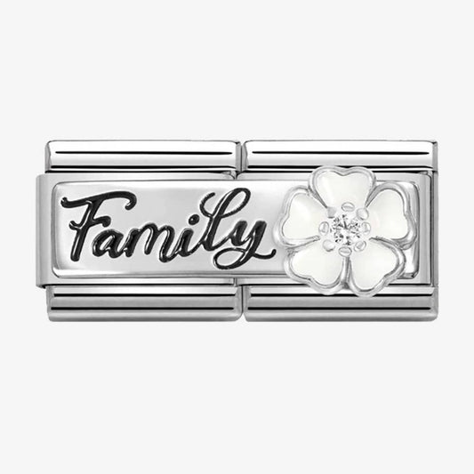 CLASSIC Silvershine Double Link Flower Family Charm