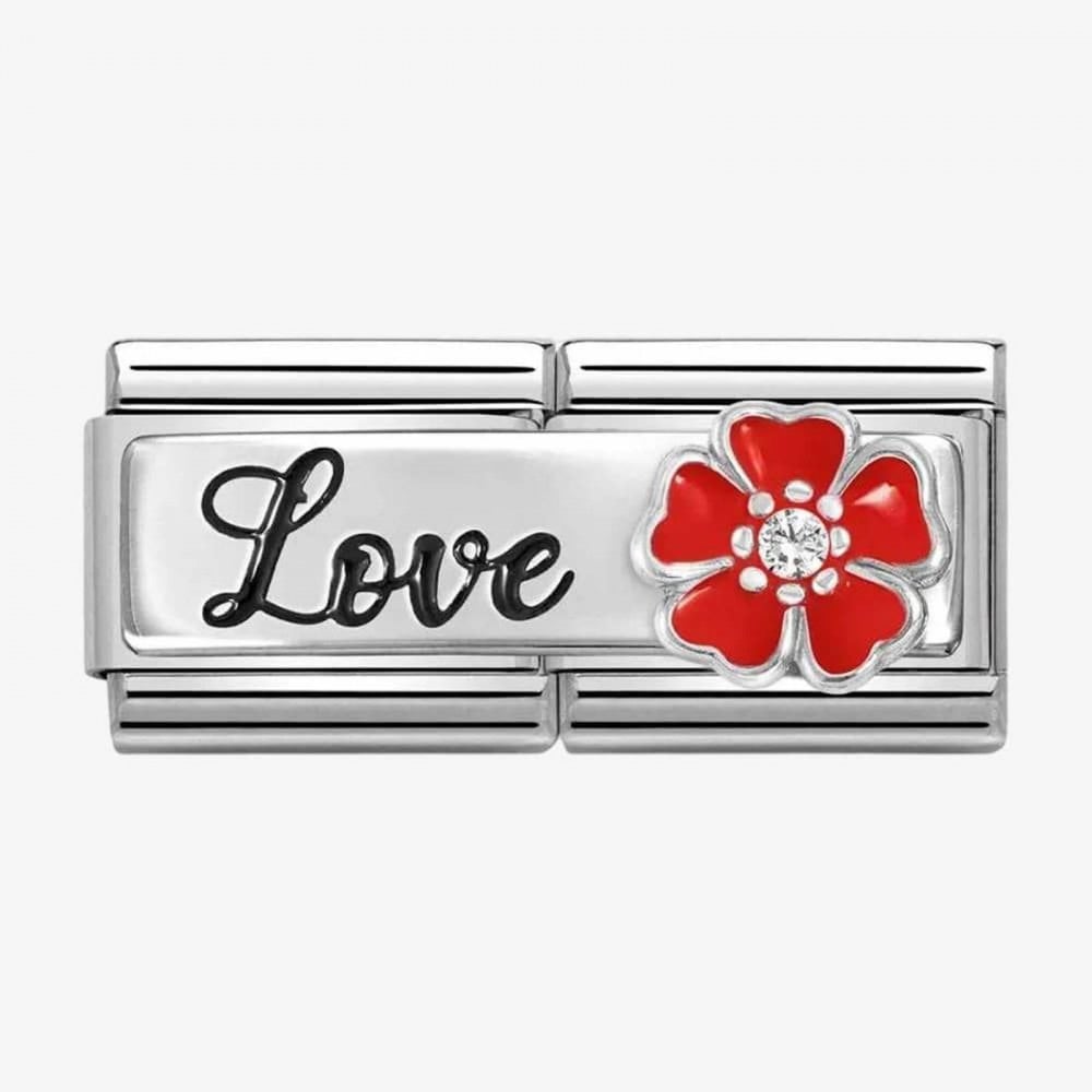 CLASSIC Silvershine Double Link Flower Love Charm