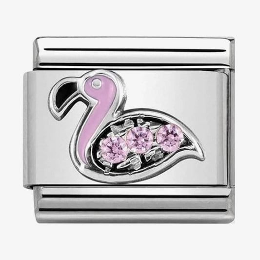 Classic Silvershine Flamingo Pink CZ Charm