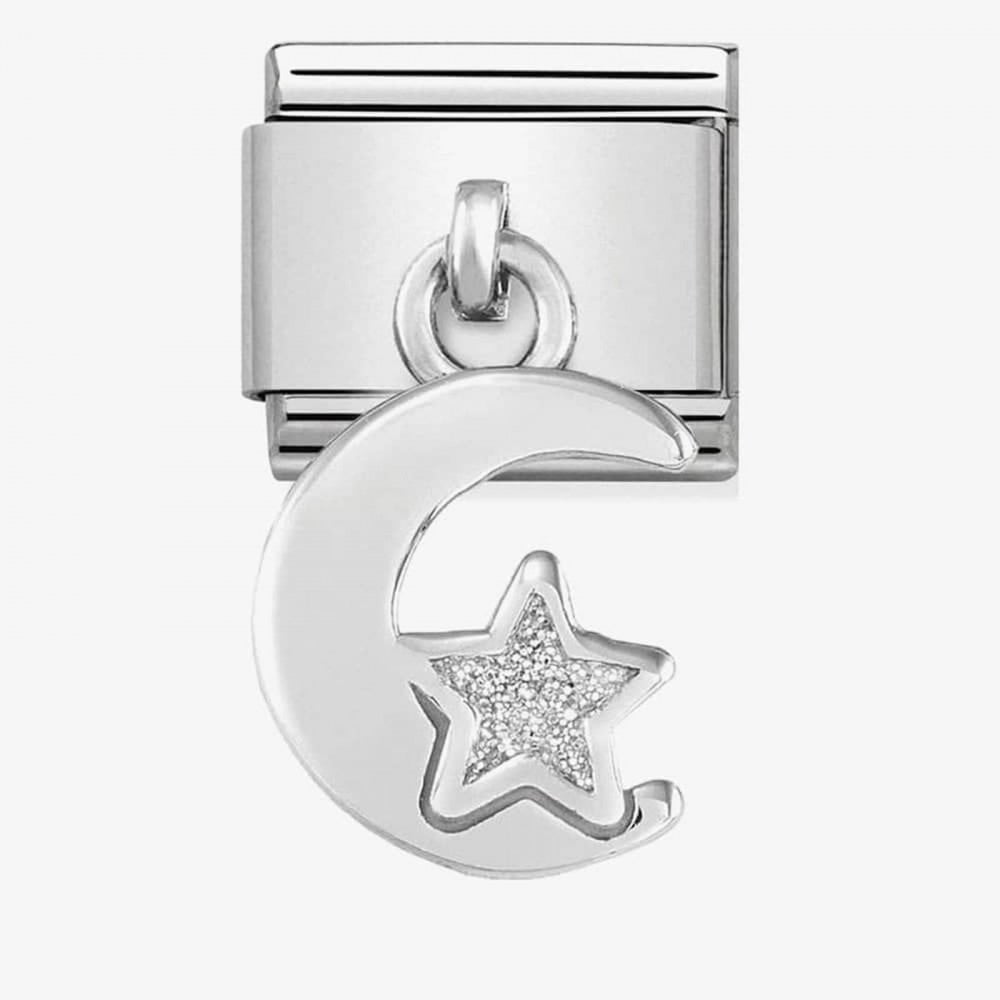 CLASSIC Silvershine Moon And Star Glitter Drop Charm