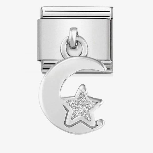 CLASSIC Silvershine Moon And Star Glitter Drop Charm