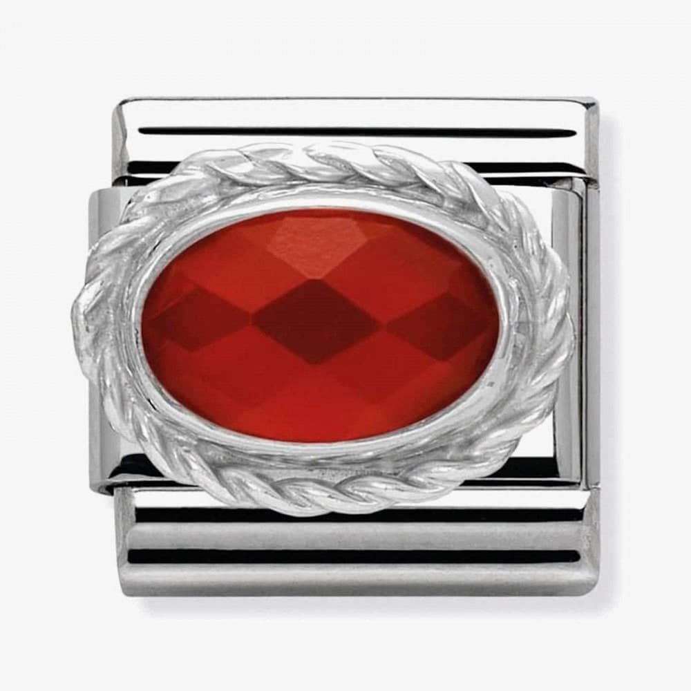 CLASSIC Silvershine Ornate Setting Red Agate Charm