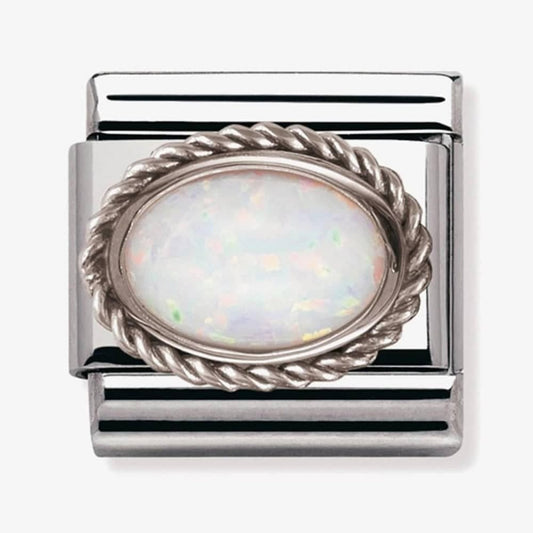 CLASSIC Silvershine Ornate Settings White Opal Charm