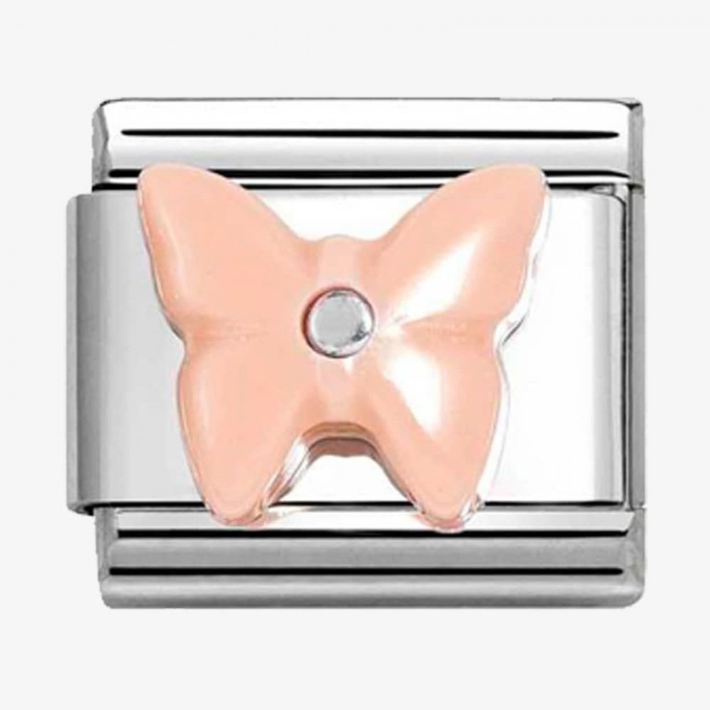 CLASSIC Silvershine Pink Butterfly Synthetic Stone Charm