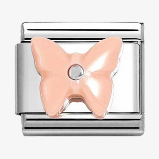 CLASSIC Silvershine Pink Butterfly Synthetic Stone Charm
