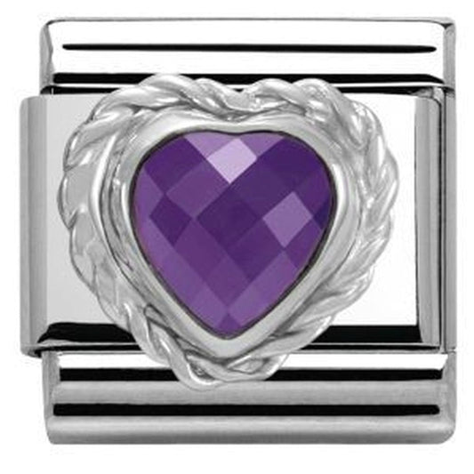 Classic Silvershine Purple CZ Heart Charm