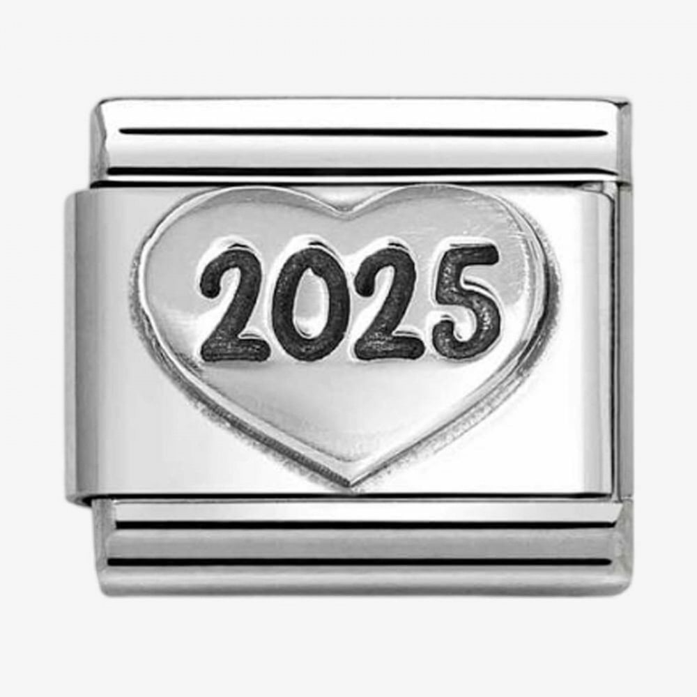CLASSIC Silvershine Silver & Black 2025 Heart Charm