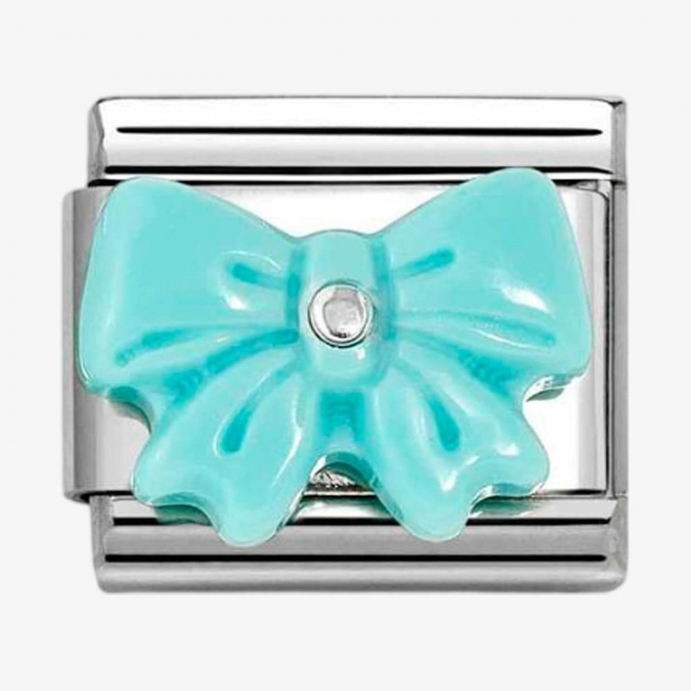 CLASSIC Silvershine Turquoise Blue Bow Charm