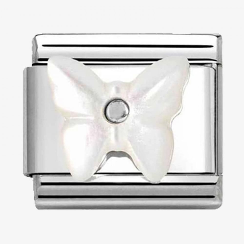 CLASSIC Silvershine White Mother Of Pearl Butterfly Charm