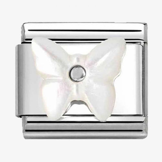 CLASSIC Silvershine White Mother Of Pearl Butterfly Charm
