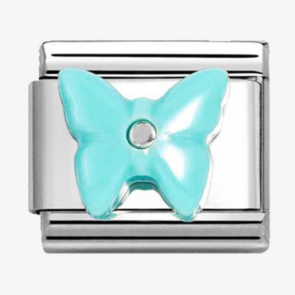 Classic Silvershire Turquoise Butterfly Synthetic Stone Charm