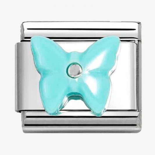 Classic Silvershire Turquoise Butterfly Synthetic Stone Charm
