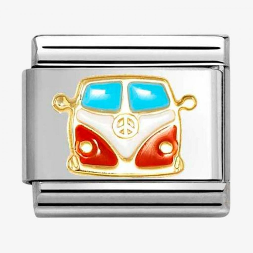 CLASSIC Stainless Steel 18ct Yellow Gold Camper Van Charm