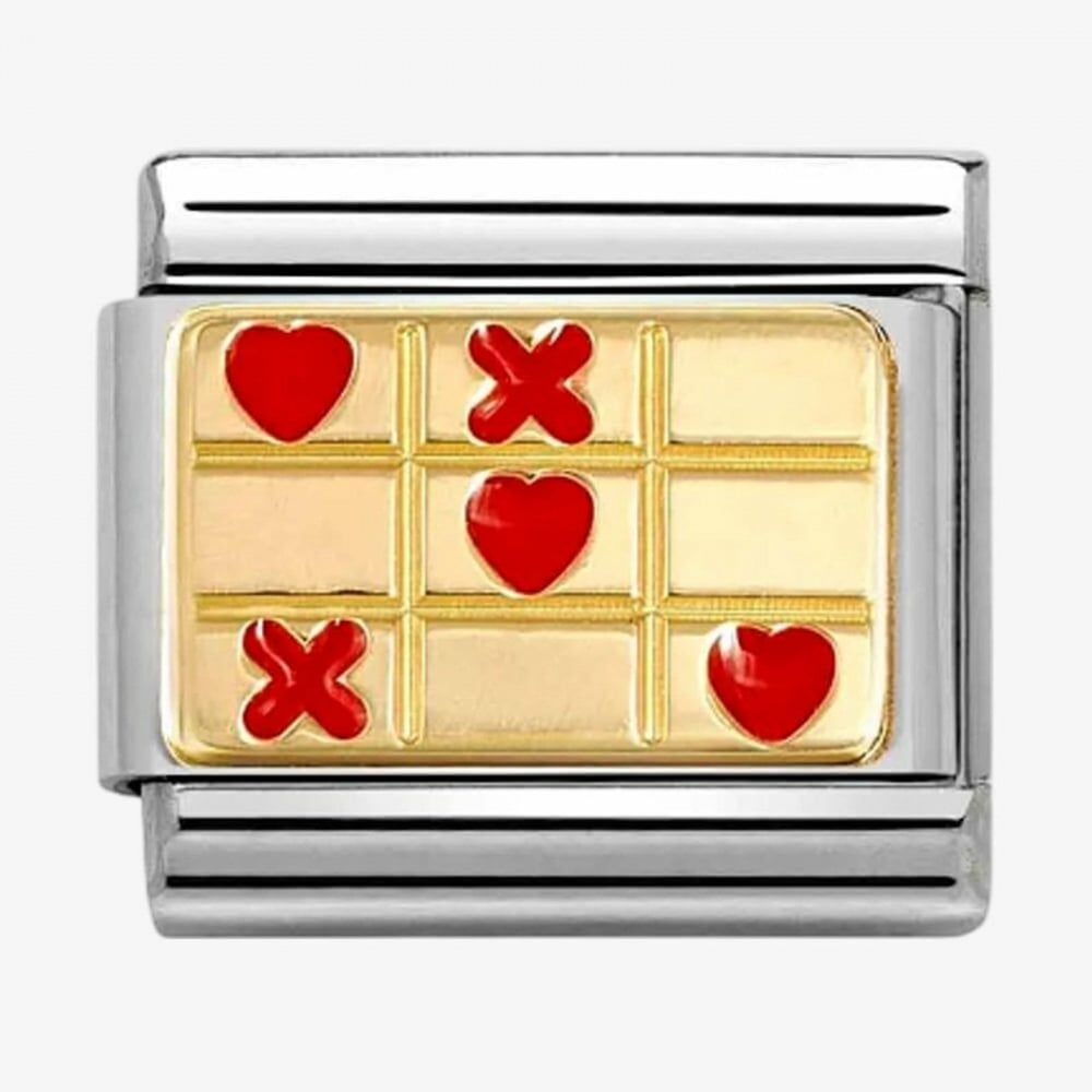 CLASSIC Stainless Steel & 18ct Yellow Gold Hearts & Crosses Charm