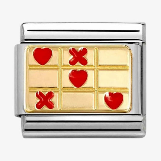 CLASSIC Stainless Steel & 18ct Yellow Gold Hearts & Crosses Charm
