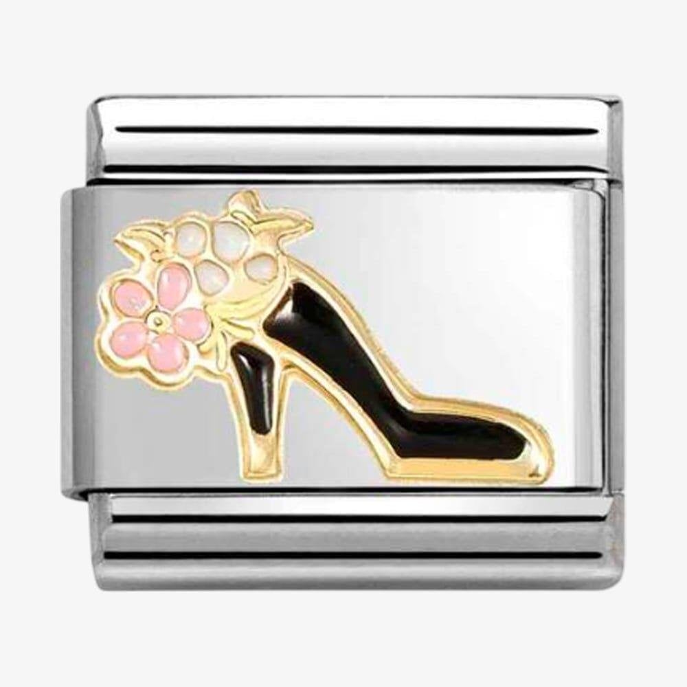 CLASSIC Stainless Steel 18ct Yellow Gold High Heel Shoe Flower Charm