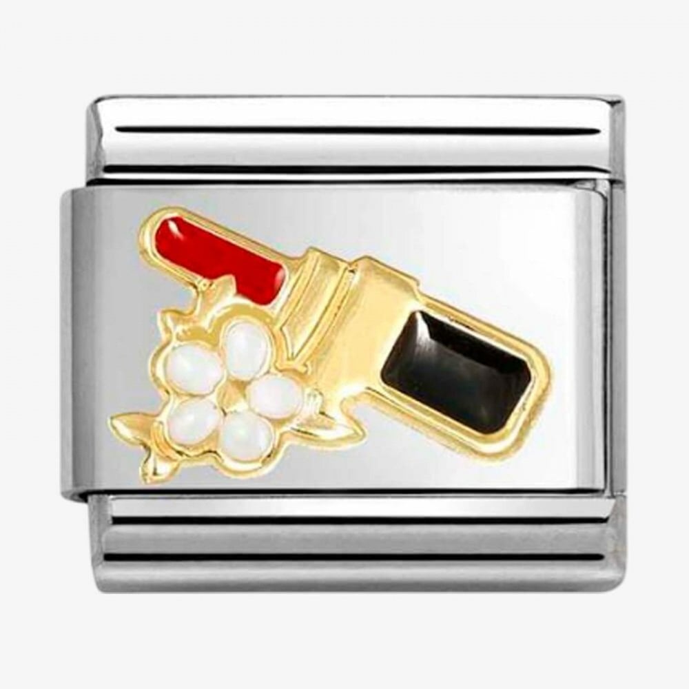 CLASSIC Stainless Steel 18ct Yellow Gold Lipstick Flower Charm