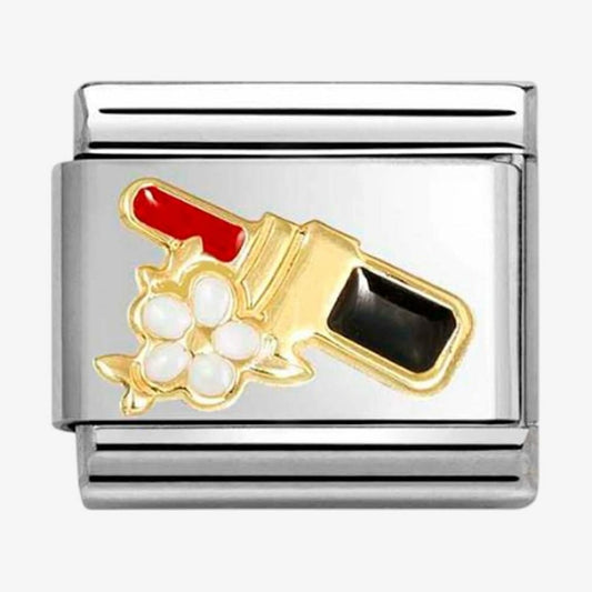 CLASSIC Stainless Steel 18ct Yellow Gold Lipstick Flower Charm