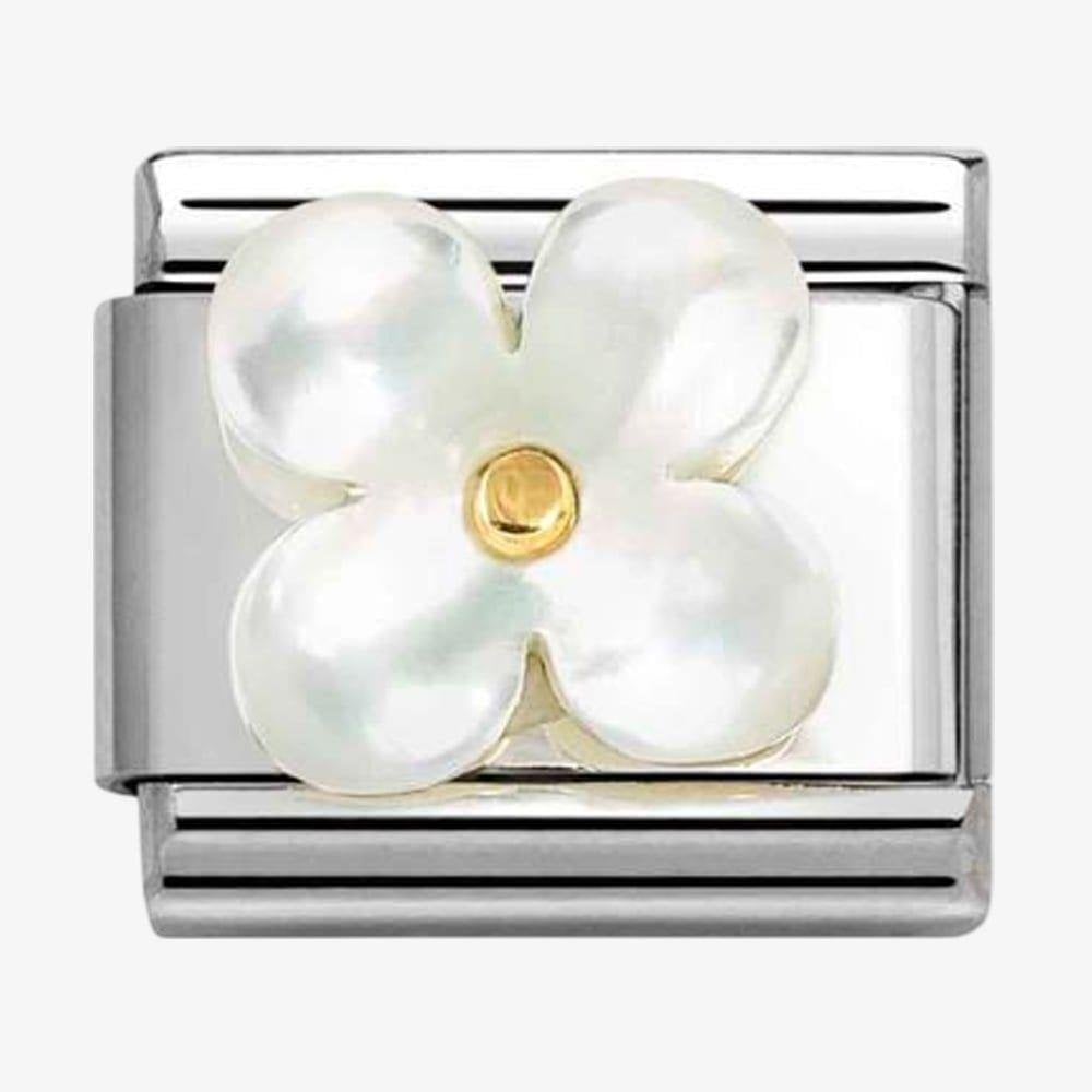CLASSIC Sterling Silver Mother Of Pearl White Flower Charm