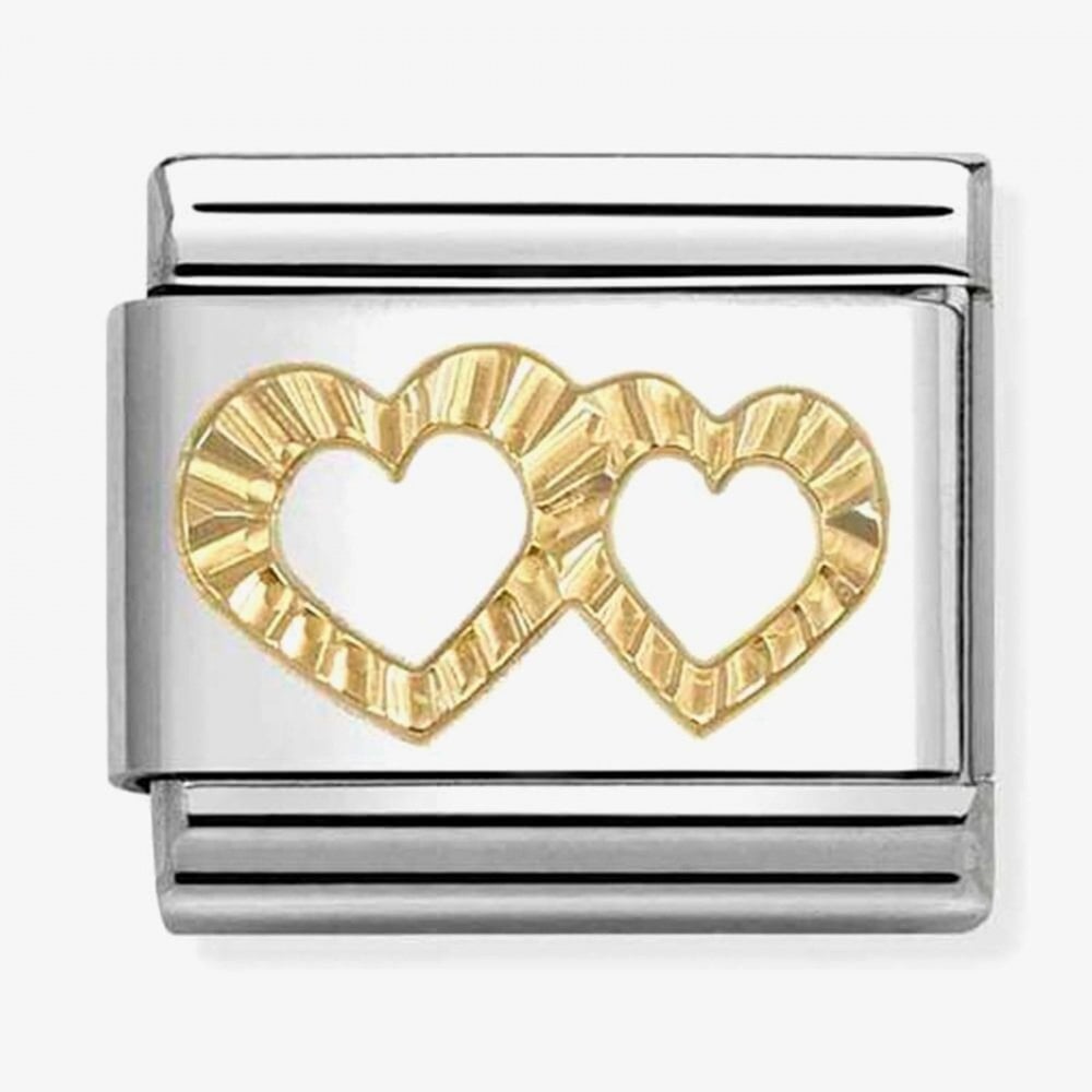 Classic Symbols Diamond Cut Double Heart Charm