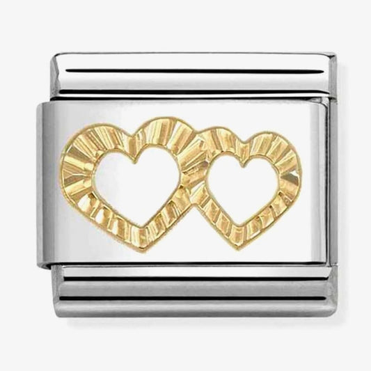 Classic Symbols Diamond Cut Double Heart Charm