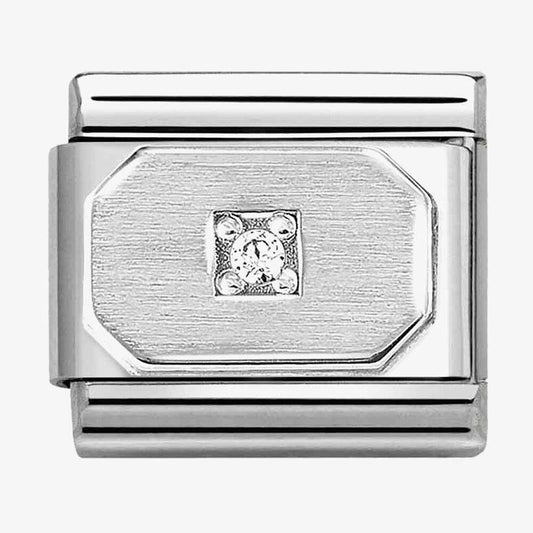 CLASSIC Symbols Octagon White Cubic Zirconia Charm