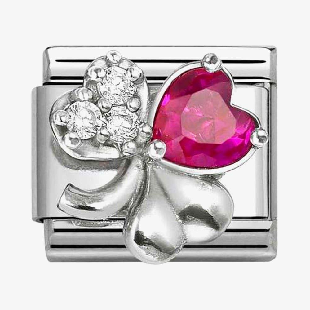 Classic Symbols Red Sparkling Clover Charm