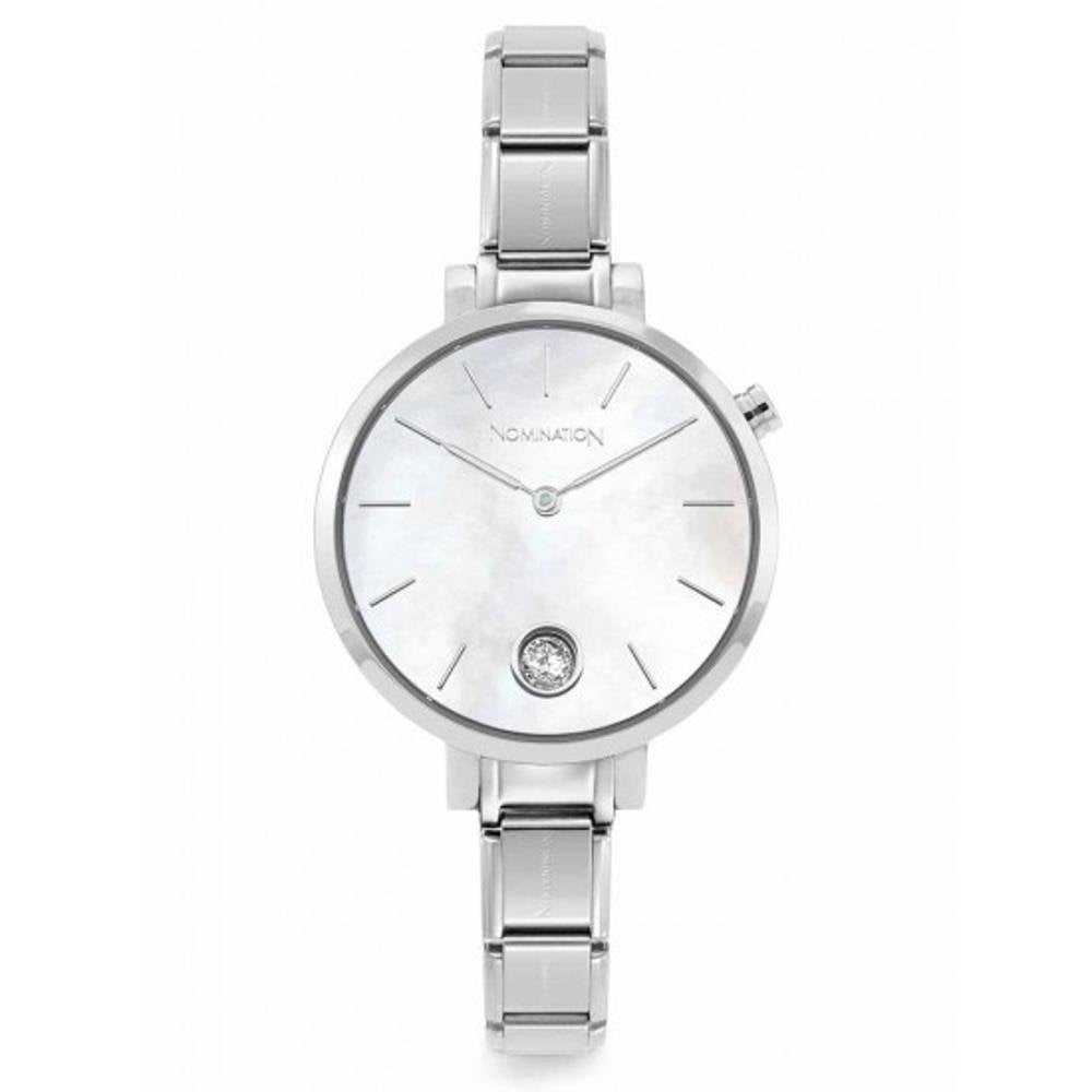 Classic Time Paris White Mother of Pearl & CZ Dial Watch