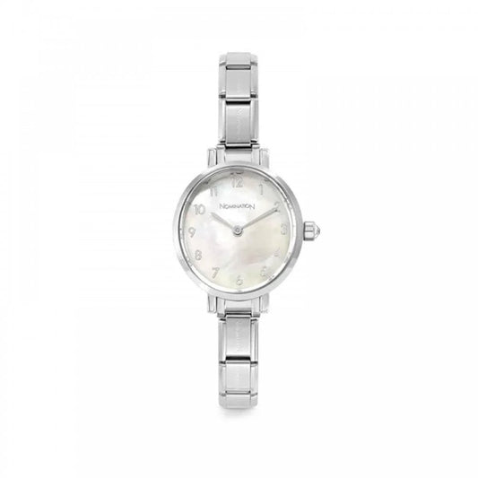 Classic Time White Mother of Pearl Oval Dial Watch