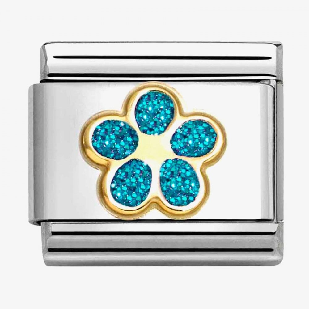 CLASSIC Turquoise Glitter Flower Charm