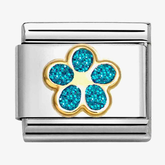 CLASSIC Turquoise Glitter Flower Charm