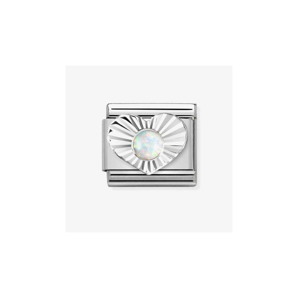 Classic White Opal Diamond Heart Charm