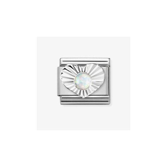Classic White Opal Diamond Heart Charm