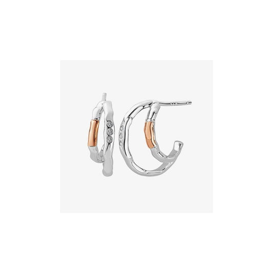 Clogau Ripples Half Hoop White Topaz Earrings