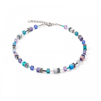 Coeur De Lion Aqua Blue, Purple GeoCube Necklace